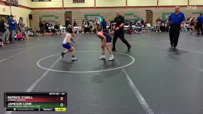 64 lbs Cons. Semi - Jameson Lohr, Williamsburg Wrestling Club vs Patrick O`Neill, Virginia Patriots