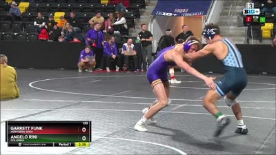 133 lbs Champ. Round 1 - Garrett Funk, Northern Iowa vs Angelo Rini, Columbia